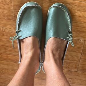 Suede Women's Green Loafers